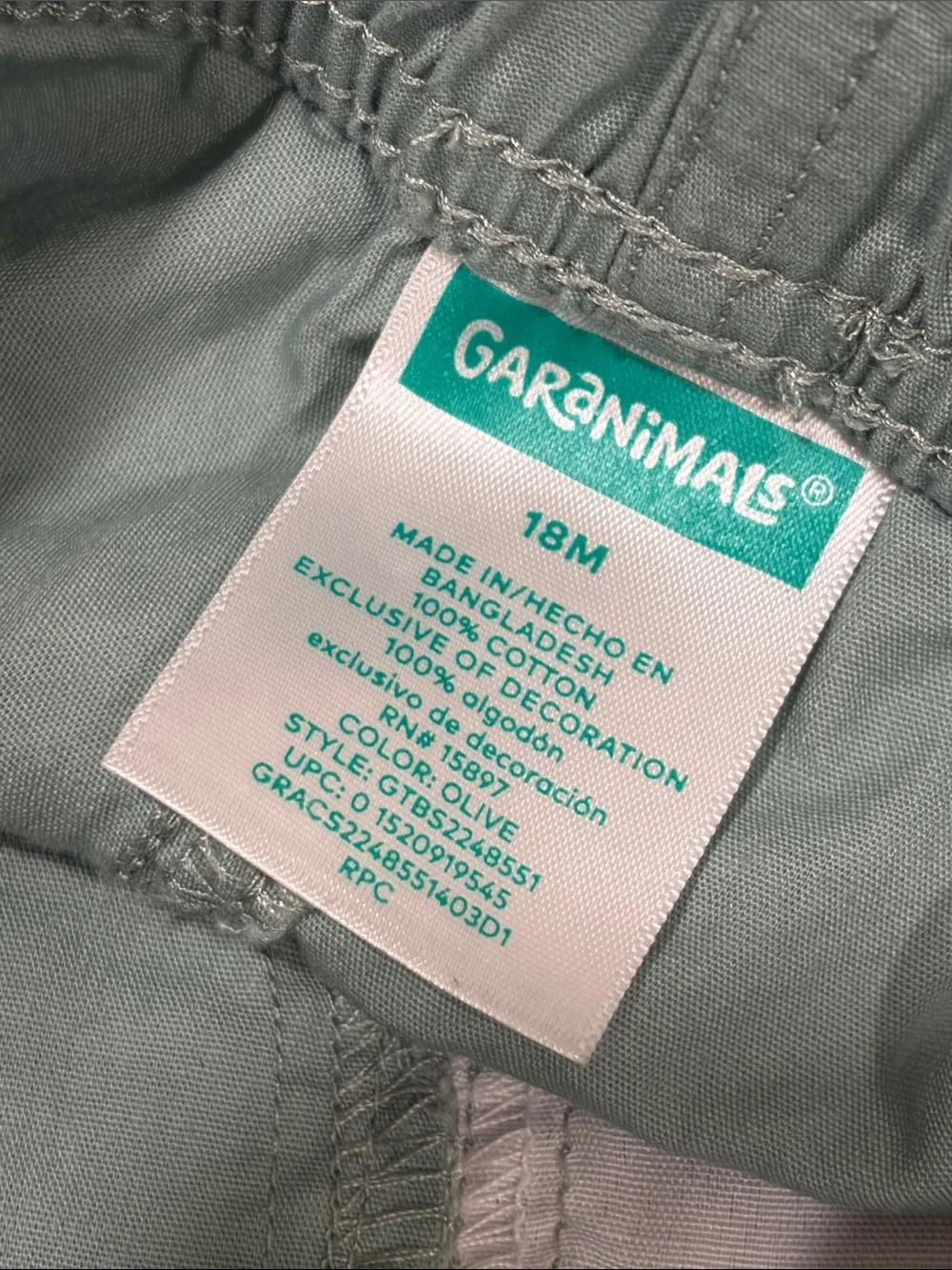 Garanimals Olive Drawstring Cargo Shorts